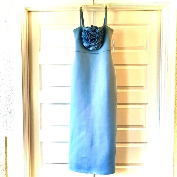 NWT ELIZA J Blue Rose Scuba Gown 2 MSRP $188 - Picture 4 of 8